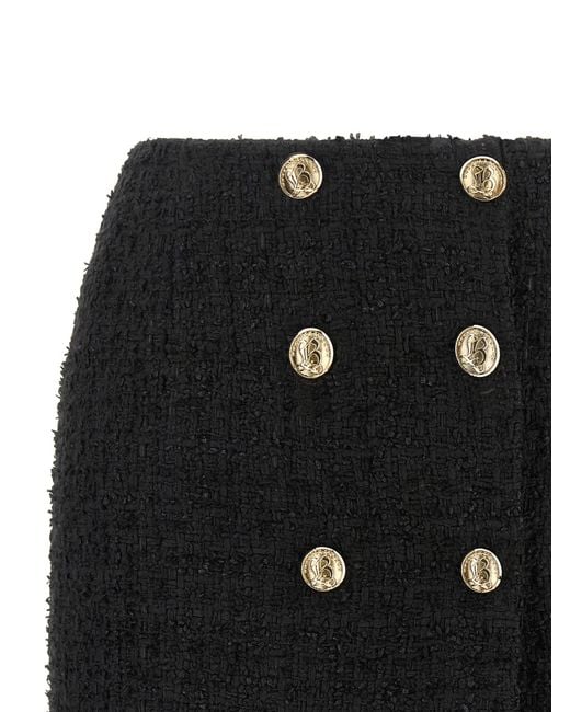Balmain Black Button Detailed Mini Skirt