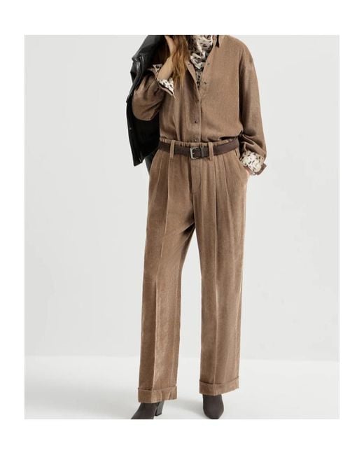 Brunello Cucinelli Brown Fluid Corduroy Baggy Sartorial Trousers