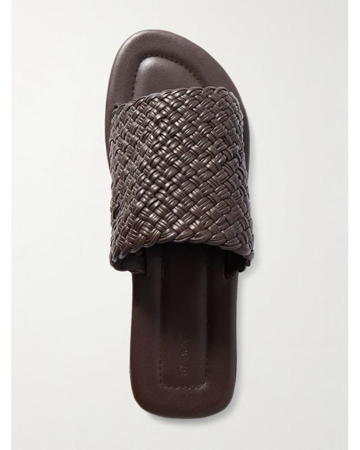 St. Agni Brown Woven Leather Slippers