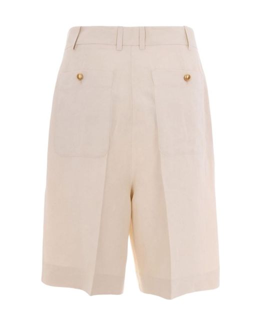 P.A.R.O.S.H. White P.A.R.O..H. Golden Button Shorts