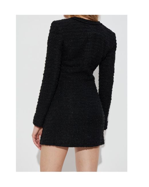 M I S B H V Black Button-Up Tweed Dress