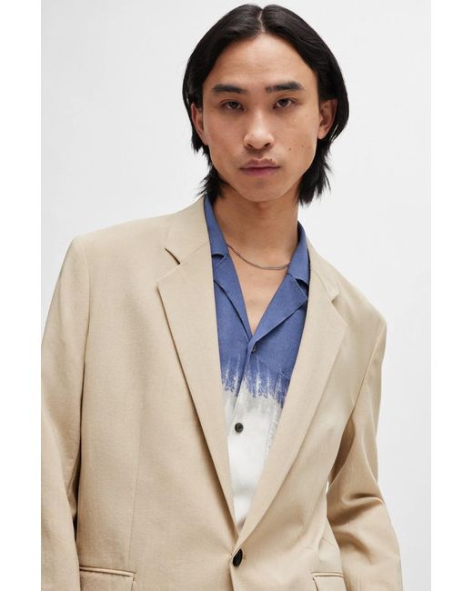 Boss Natural Seersucker Single-Breasted Blazer for men