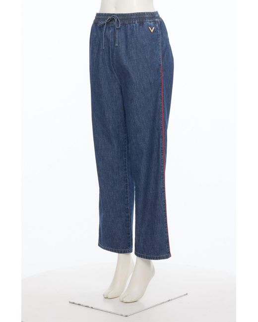 Valentino Blue Elastic Waist Casual Pants