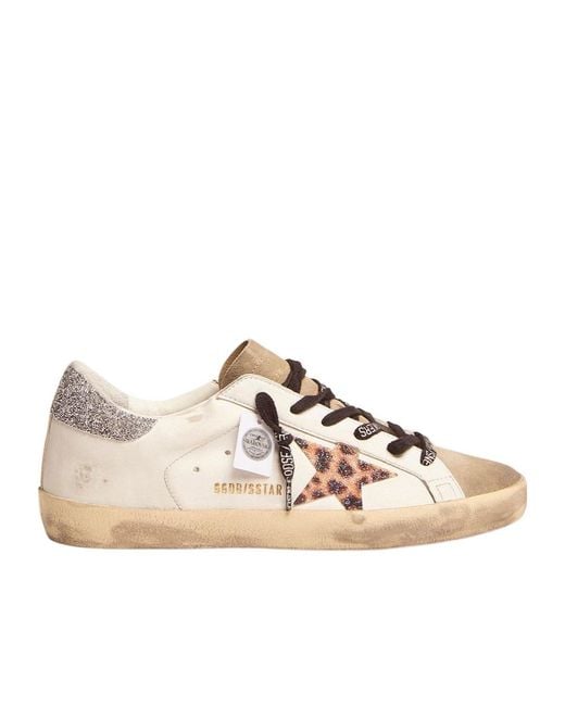Golden Goose Deluxe Brand Pink Super-Star With Leopard Print And Swarovski Crystal Star