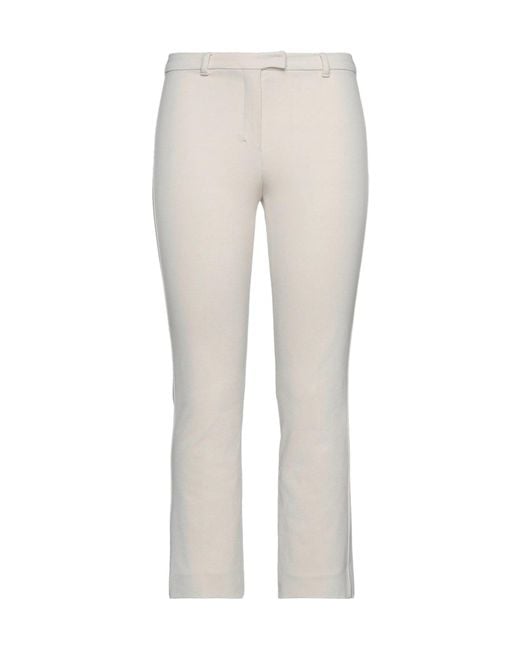 Max Mara White Solid Color Twill Stretch Pants