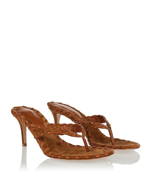 Gianvito Rossi Brown Braided Flip-Flop Heeled Sandals