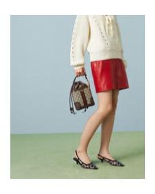 Gucci Brown Ophidia Gg-Canvas Bucket Bag