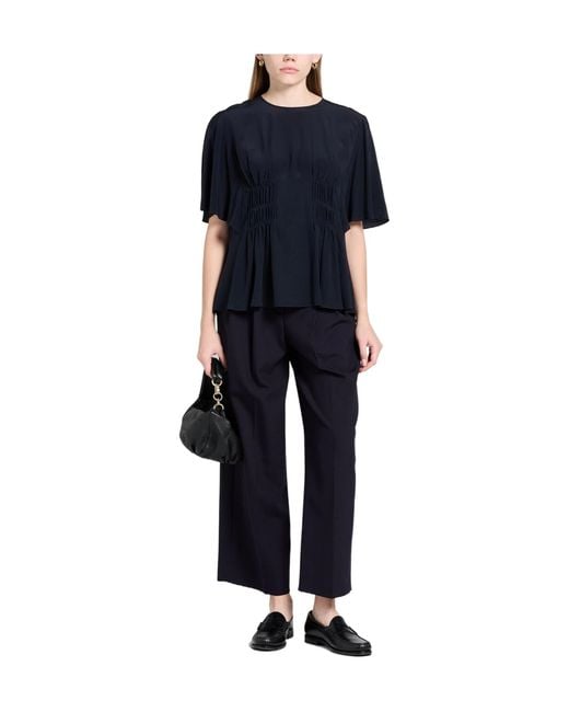 Chloé Black Solid-Color Short-Sleeved Top