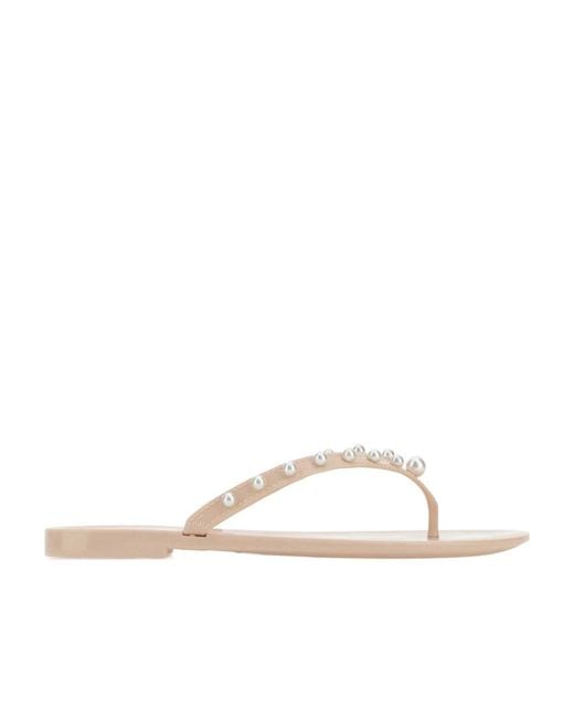 Stuart Weitzman White Logo Slippers