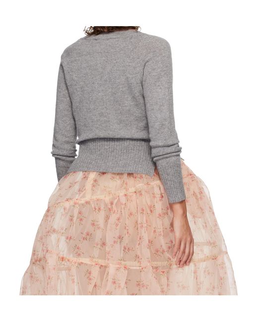 Simone Rocha Gray Embellished Relaxed Cardigan