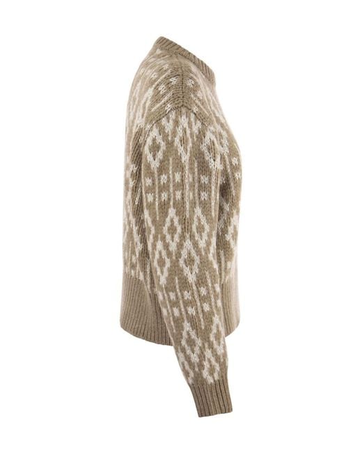 Brunello Cucinelli Multicolor Crew Neck Printed Cashmere Jumper