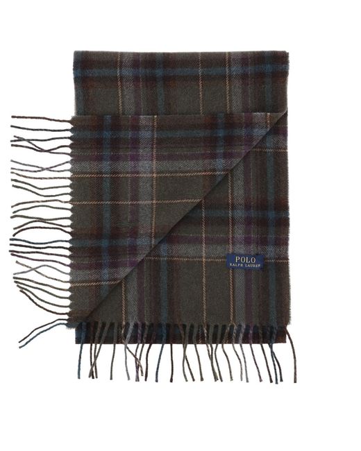 Polo Ralph Lauren Black Checked Fringed Scarf for men