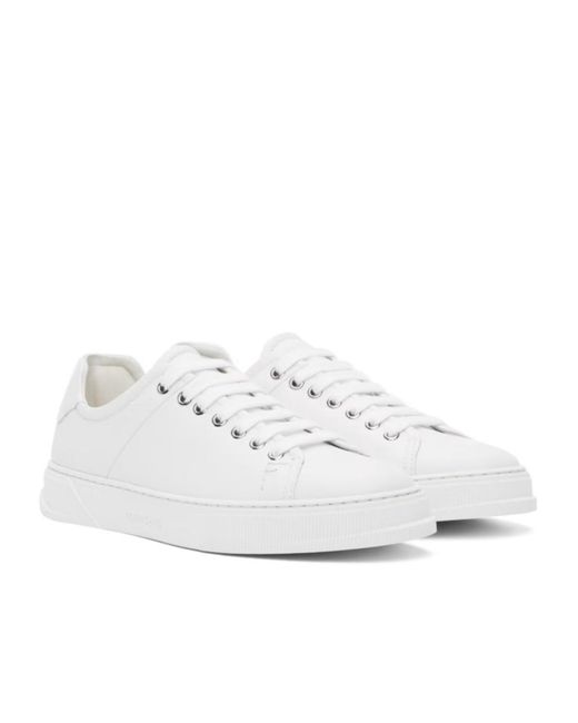 Ferragamo White Logo Embossed Low Upper Board Shoes for men