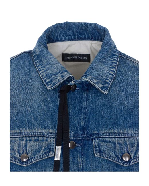 Ann Demeulemeester Blue Single-Breasted Denim Vest for men
