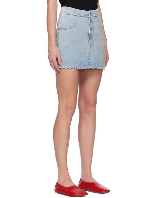 MM6 by Maison Margiela Blue Denim Raw-Cut Edge Mini Skirt