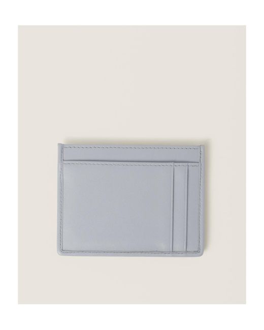 Miu Miu Gray Matelassé Nappa Leather Card Holder