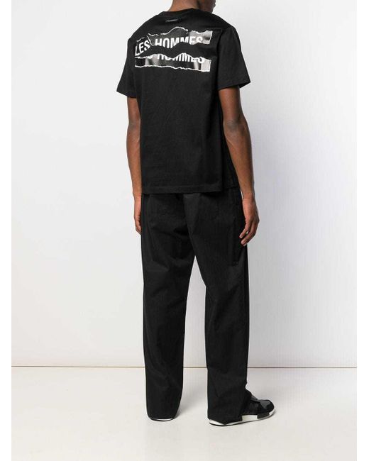 Les Hommes Black Rear Print T-Shirt for men