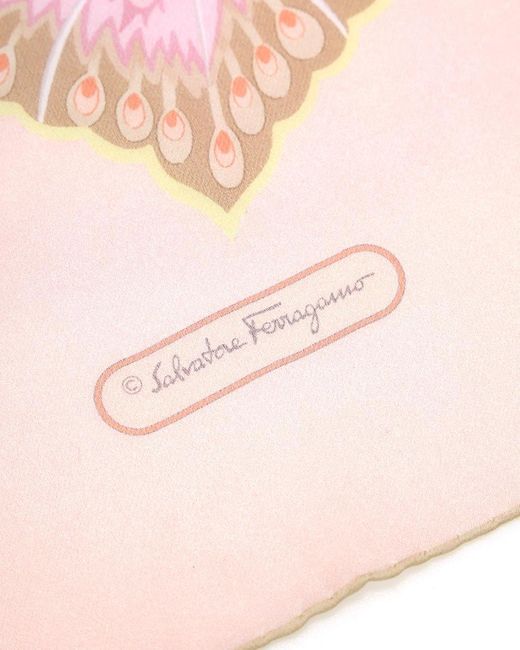 Ferragamo Pink Printed Scarf