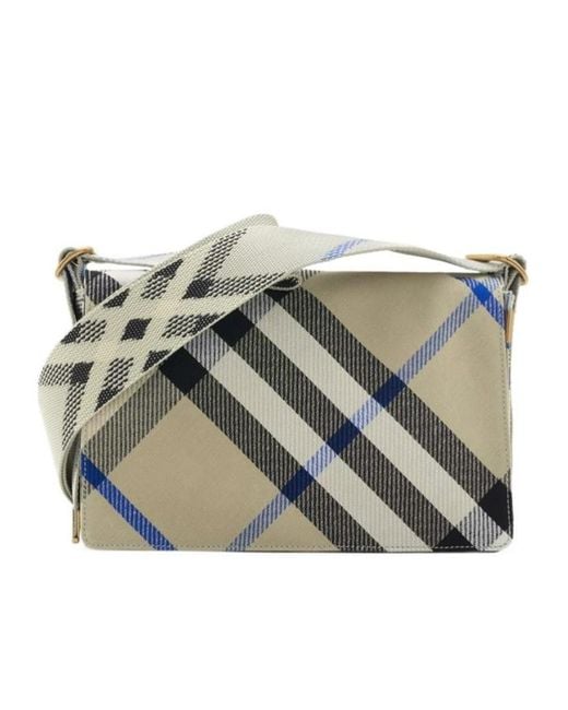 Burberry Green Trench Checked Foldover-Top Crossbody Bag for men