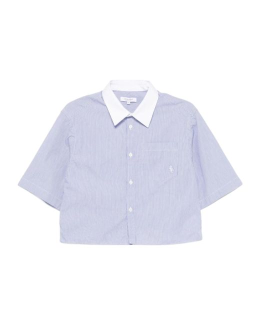 Sporty & Rich Blue Striped Cropped Shirt