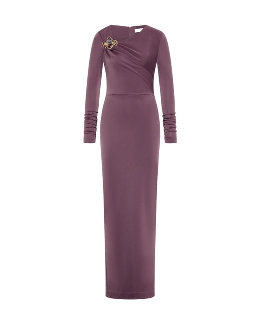Rebecca Vallance Purple Nala Asymmetric Long Dress