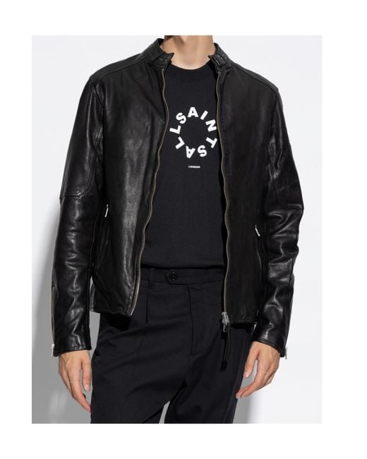 AllSaints Black Classic Biker Jacket for men