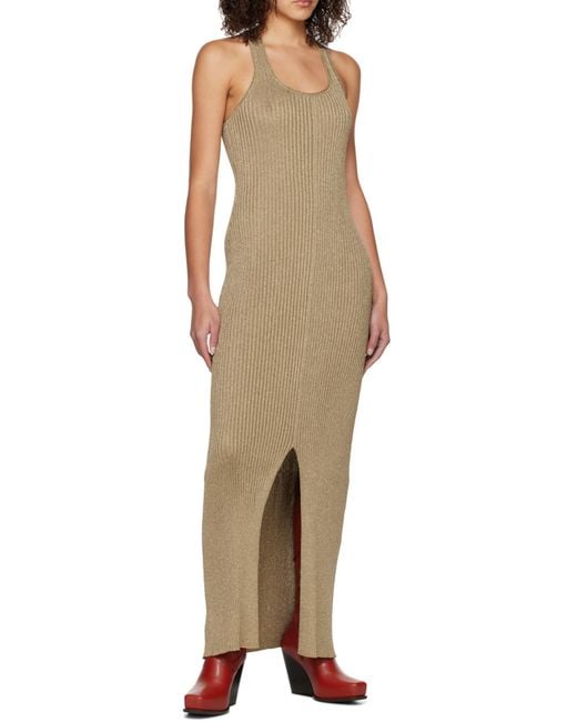 Stella McCartney Natural Sleeveless Knit Midi Dress