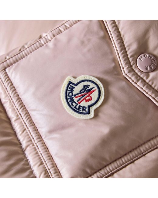 Moncler Pink Horizontal-Quilted Down Jacket
