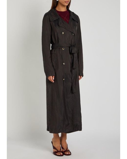 Dries Van Noten Black Minimal Striped Trench Coat