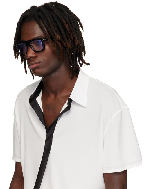 Tom Ford White Eyewear Rectangle Frame Glasses for men