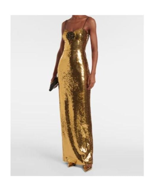 Rebecca Vallance Metallic Gloria Sequined Floral-Applique Gown