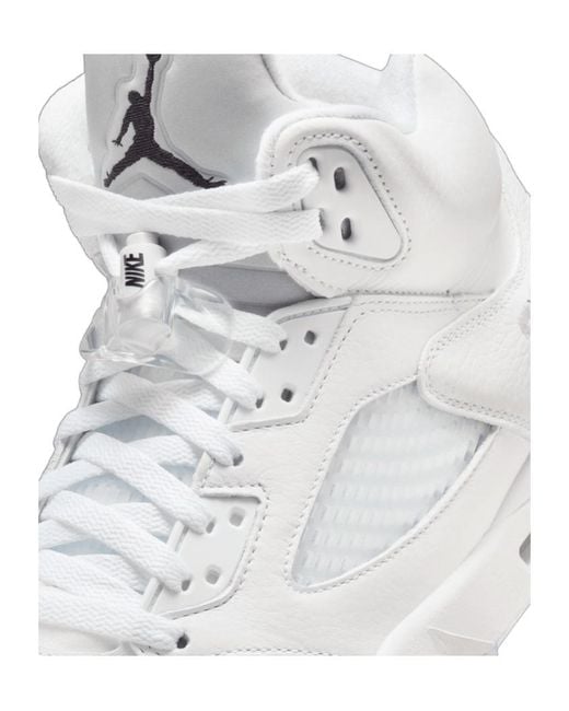 Nike White Air Jordan 5 Retro Lace-Up Sneakers for men