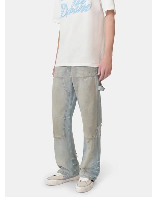 Amiri Gray Distressed Lightweight Carpenter Jeans for men