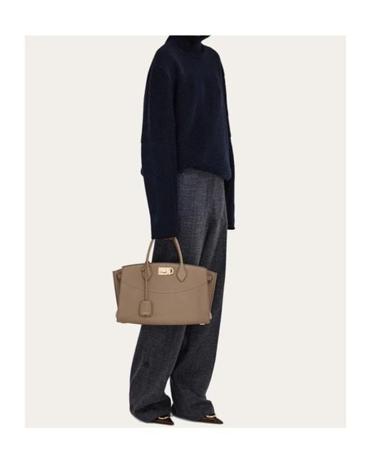 Ferragamo Brown New Ferragamo Studio Soft Bag (L)