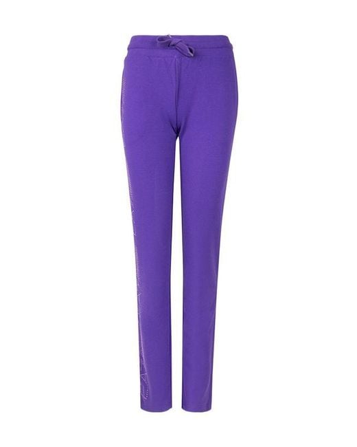 EA7 Purple Drawstring Waist-Edge Sweatpants