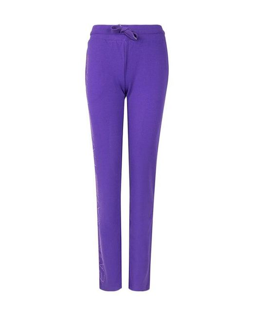 EA7 Purple Drawstring Waist-Edge Sweatpants