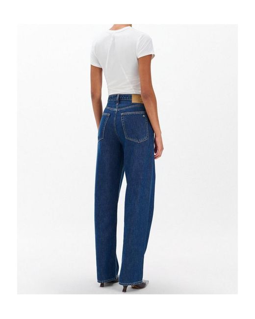 Rag & Bone Blue High-Rise Wide-Leg Jeans