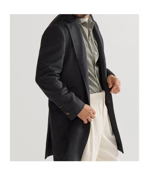Brunello Cucinelli Black Single Breasted Long Sleeved Coat for men