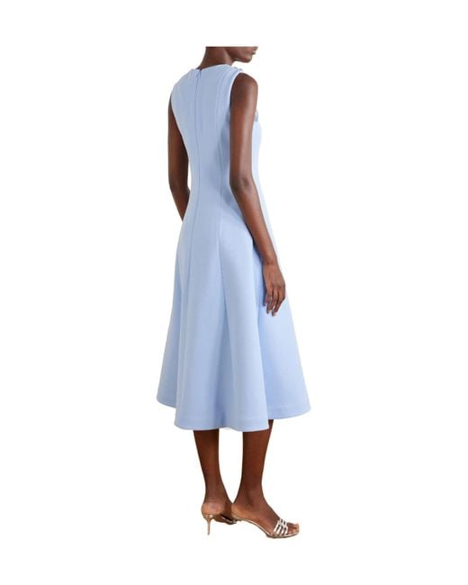 Rebecca Vallance Blue Embellished Cady Midi Dress