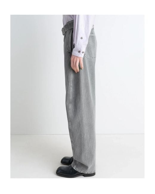 Lemaire Gray Twisted Belted Pants for men