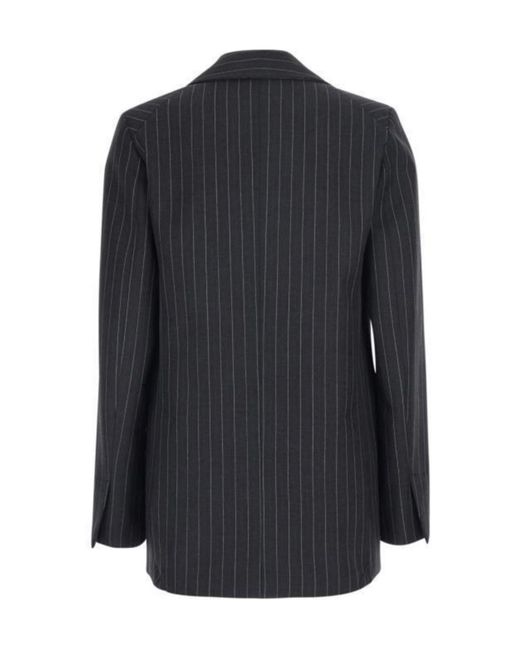 Semicouture Black Semi Couture Carmen Pinstripe Single-Breasted Blazer