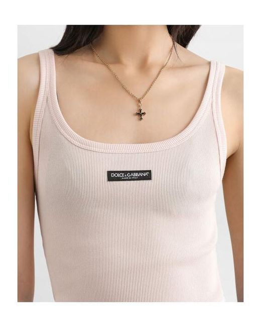 Dolce & Gabbana Pink Logo Patch Jersey Top