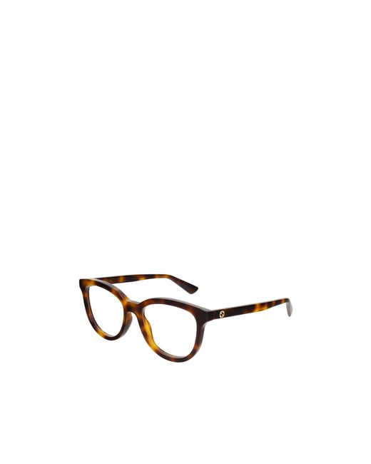 Gucci Metallic Eyewear Oval Frame Glasses