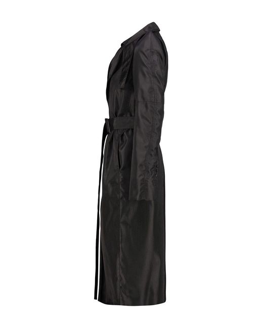 Rick Owens Black Double-Breasted Belted Coat