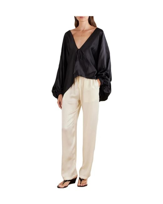Sharon Wauchob White Tuileries Satin Straight-Leg Pants