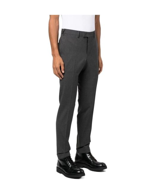 Pt Pantaloni Gray Pt Torino Master Creased Wool Pants for men