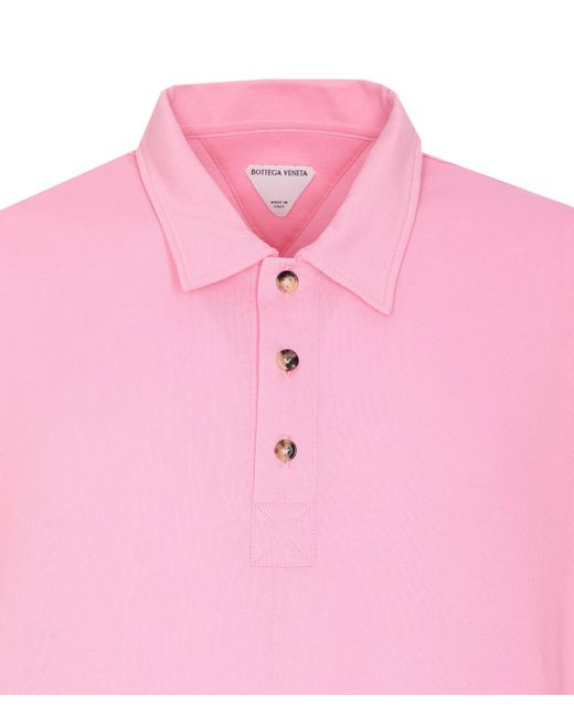 Bottega Veneta Pink Fine Jersey Polo Shirt for men