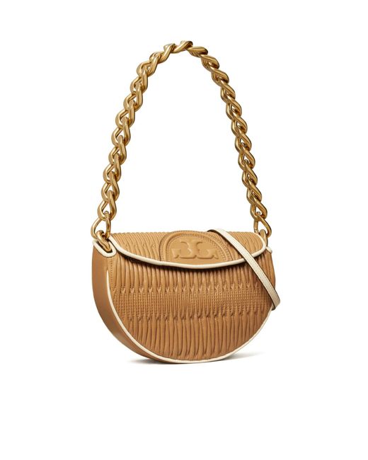 Tory Burch White Mini Fleming Crescent Bag