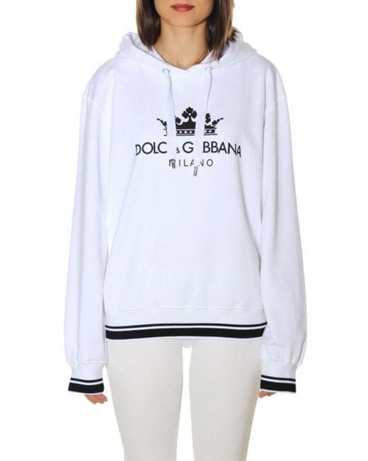 Dolce & Gabbana White Hooded Long-Sleeved Hoodie