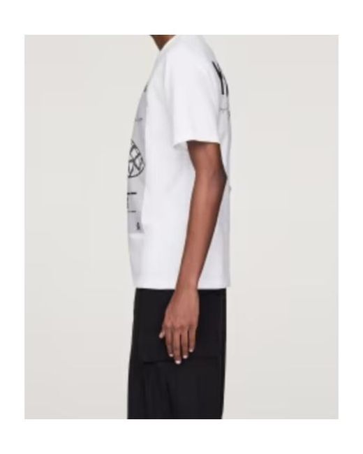 Y-3 White Logo Printed Crewneck T-Shirt for men